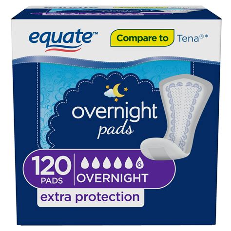 These pads have a skin fresh breathable layer that allows you to stay fresh and dry providing you with all day comfort. . Equate overnight pads